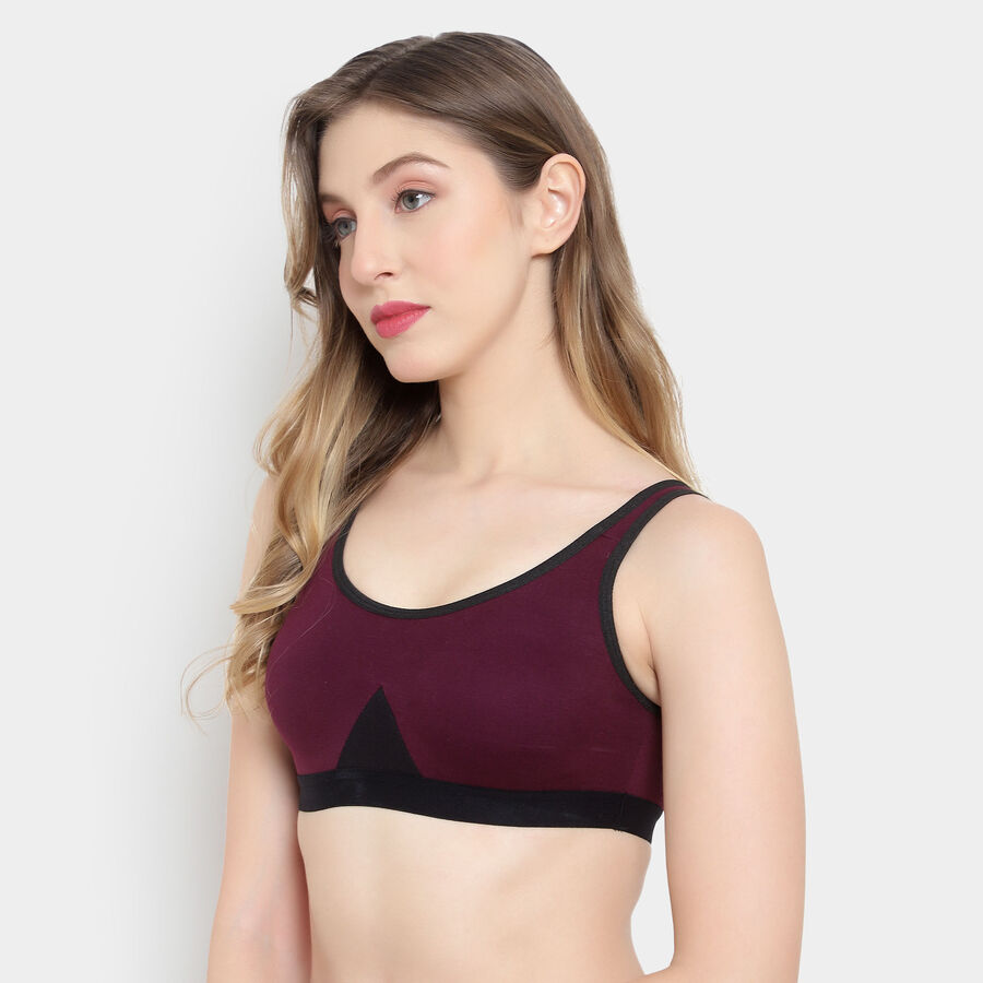 Solid Non-Padded Bra, Purple, large image number null