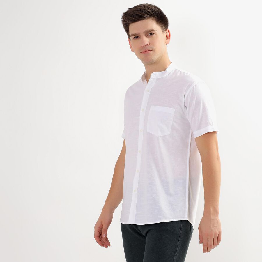 Men's Rich Eggshell White Cotton Regular Collar Casual Shirt, White, large image number null