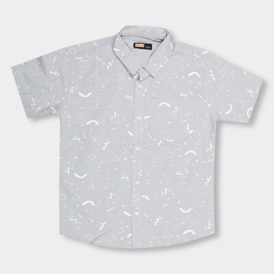 Boys' Light Grey Regular Collar Casual Shirt