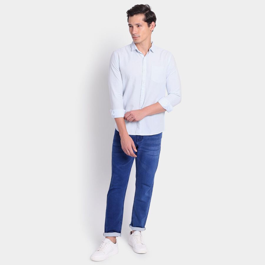 Men's 100% Cotton Casual Shirt, Light Blue, large image number null