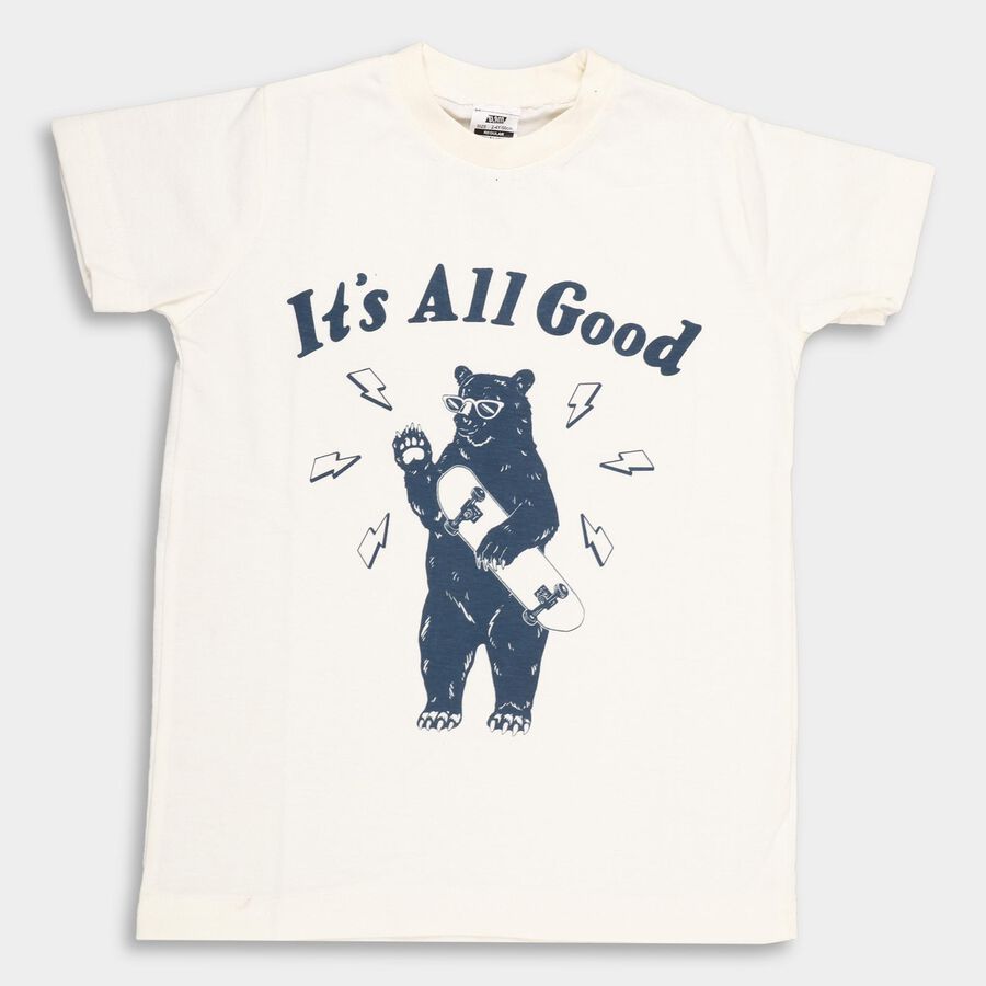 Boys' Half Sleeves T-Shirt , सफ़ेद, large image number null