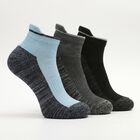 Men Ankle Length Regular Fit Pack of 3 Socks ( Black, Blue, Charcoal ), हल्का नीला, small