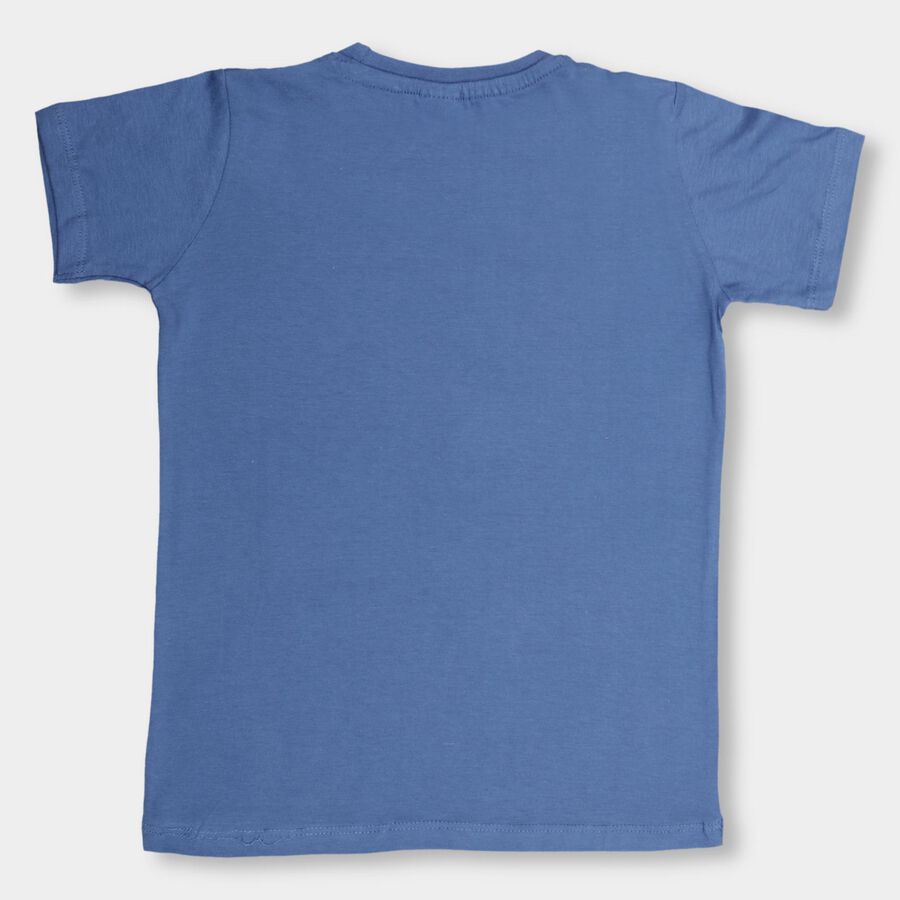 Boys' 100% Cotton Half Sleeves T-Shirt, मध्यम नीला, large image number null