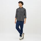 Men's Dusty Charcoal Black Button-Down Casual Shirt, Black, small