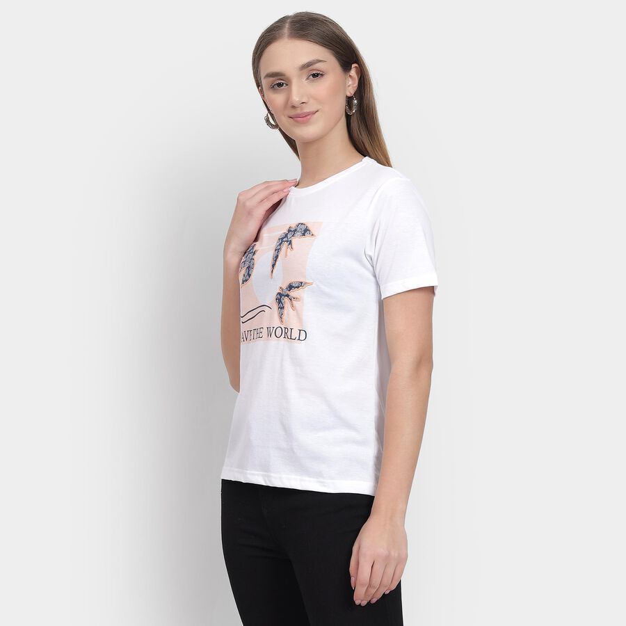 Ladies' Round Neck T-Shirt , सफ़ेद, large image number null
