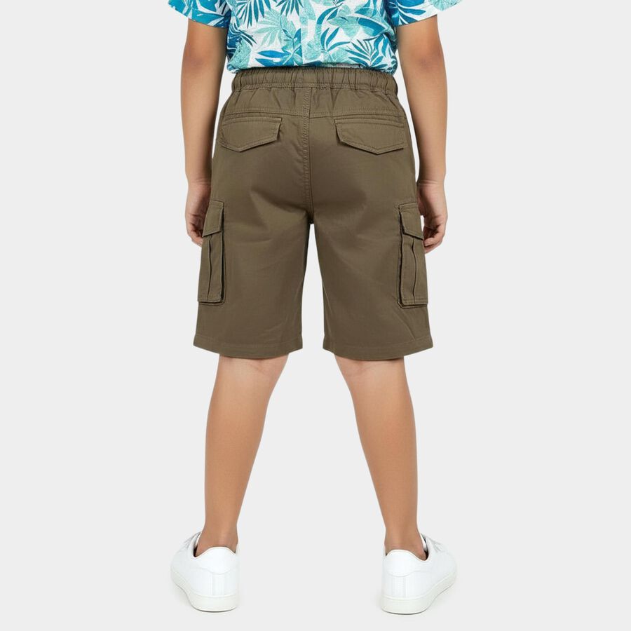 Boys' Olive Cotton Relaxed Fit Bermuda Shorts, Olive, large