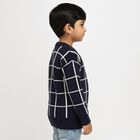 Boys Deep Midnight Navy Blue Crew Neck Casual Pullover, Navy Blue, small image number null
