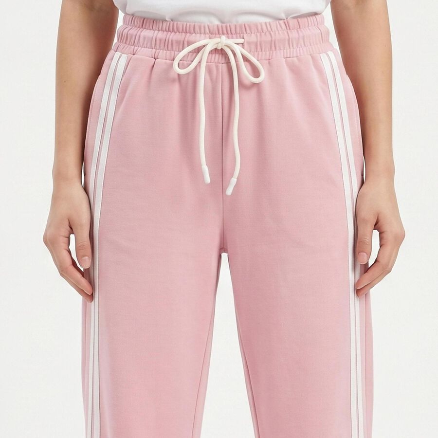 Women's Lilac Straight Fit Side-Striped Track Pants, लाइलेक, large