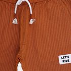 Boys' Rust Orange Ribbed Elastic Waist Bermuda Shorts, भूरा, small image number null