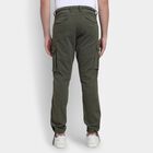 Men's Slim Fit Casual Trousers, गहरा हरा, small