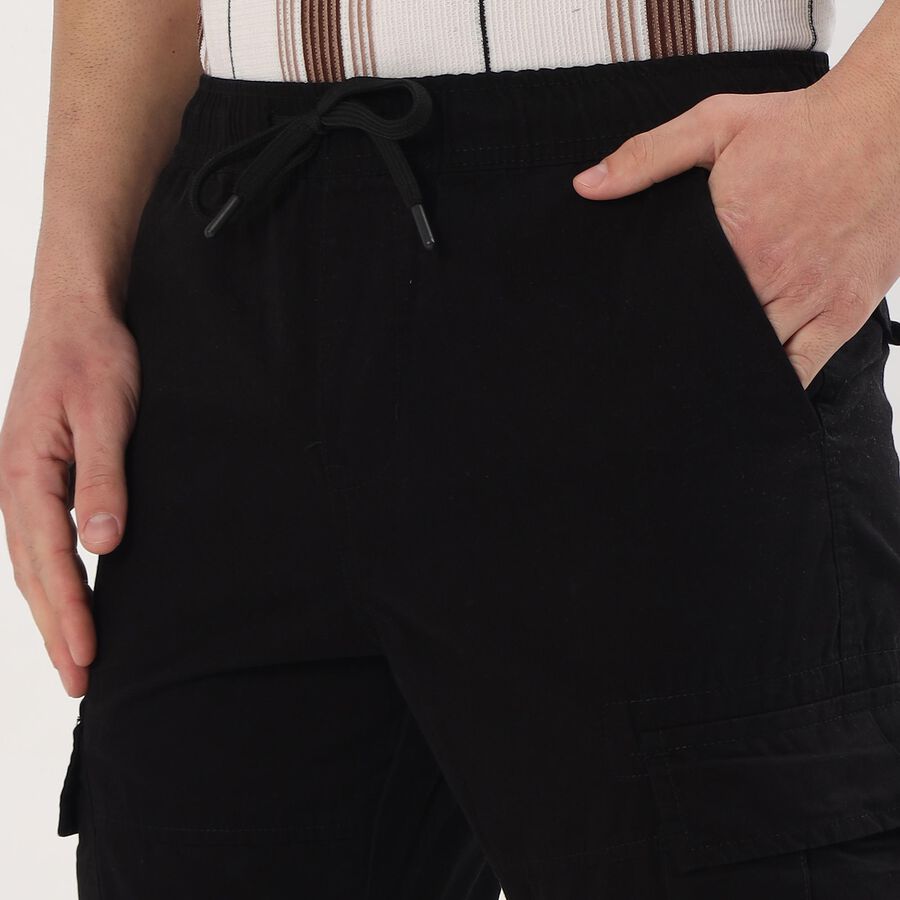 Men's Slim Fit Casual Trousers, Black, large