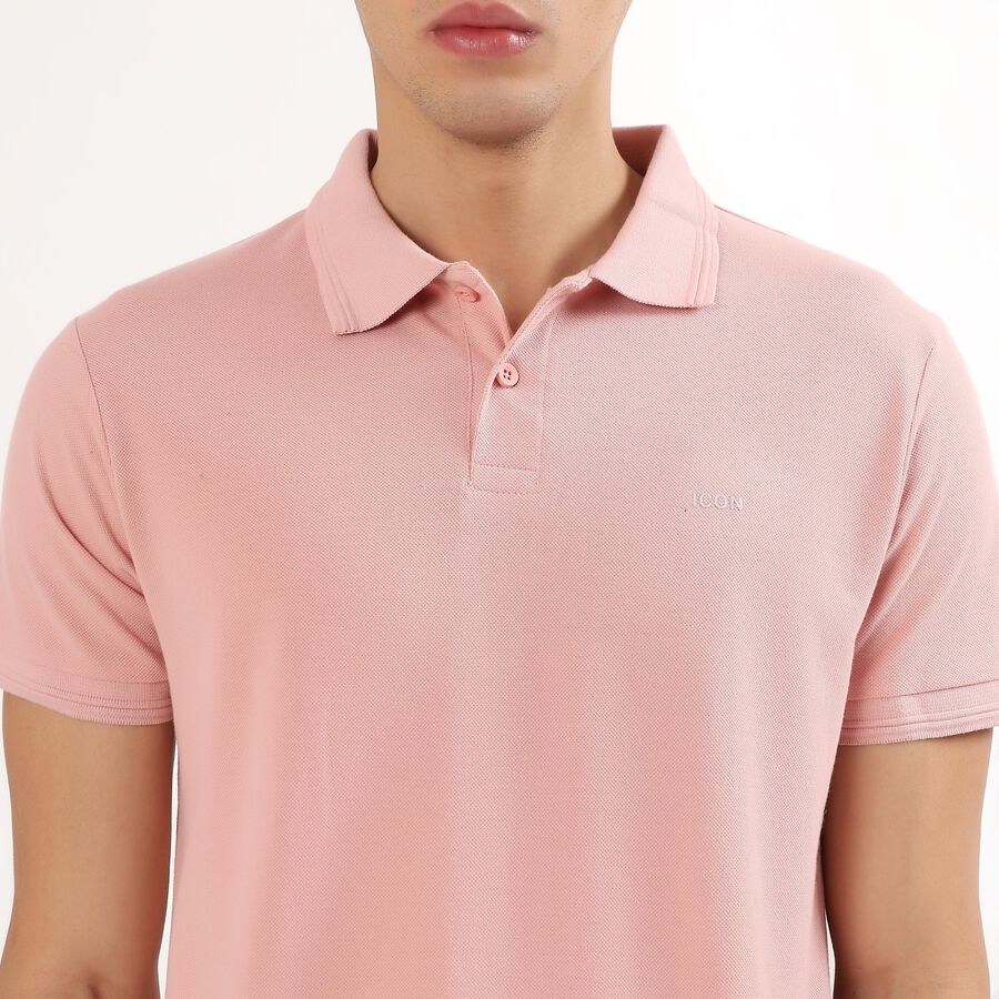 Men's Light Pink Polo Collar Casual T-Shirt, Light Pink, large