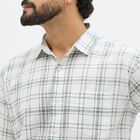 Men's Light Sage Green Checked Spread Collar Casual Shirt, Light Green, small image number null