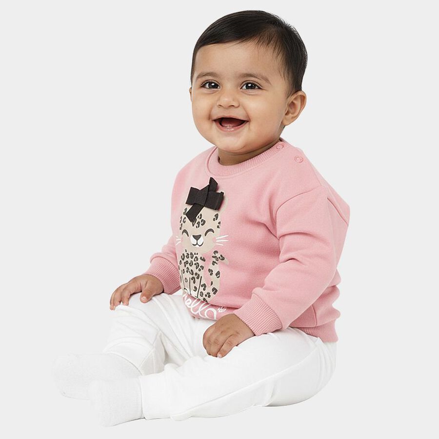 Infants' Light Pink Crew Neck Casual Sweatshirt, Light Pink, large image number null