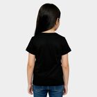 Girls' Black Round Neck Casual T-Shirt, काला, small