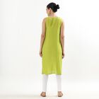 Women's Bright Lime Green Notch Neck Embroidered Kurta, हल्का हरा, small image number null