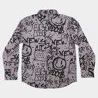 Boys Grey Cotton Long Sleeve Collar Regular Fit Shirt, हल्का ग्रे, small