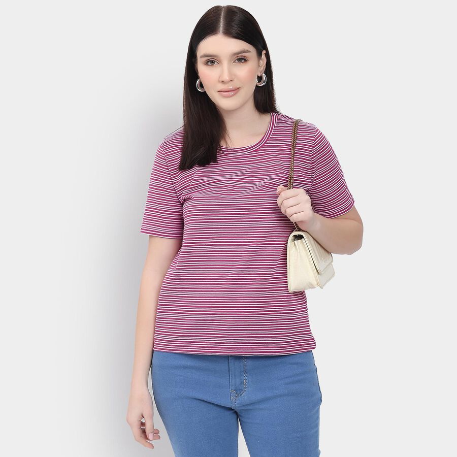 Ladies' Round Neck T-Shirt, Pink, large image number null
