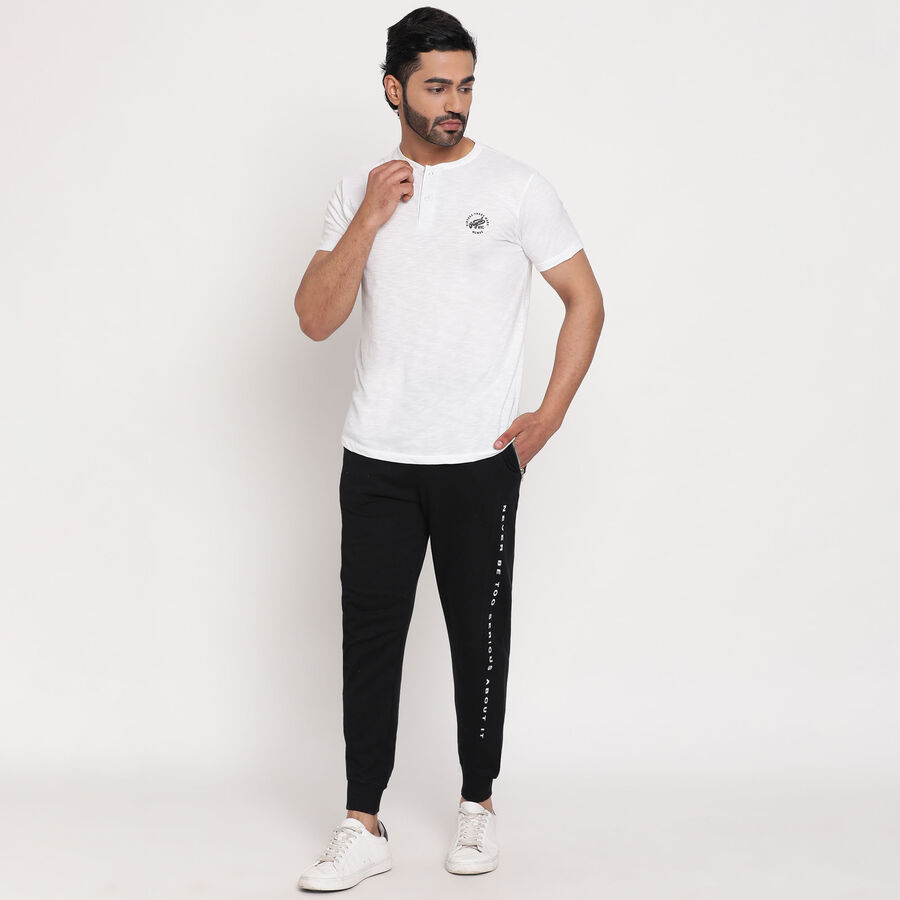 Cotton Solid Henley T-Shirt, White, large image number null
