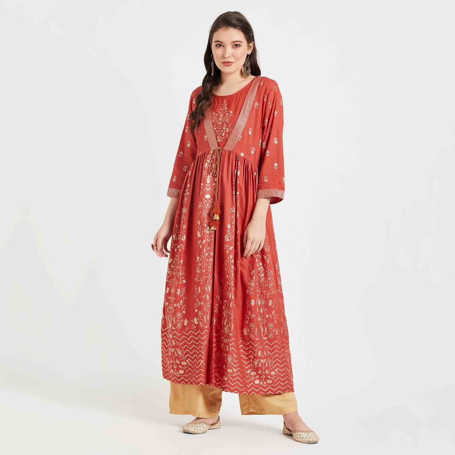 Printed Kurta, Rust, large image number null