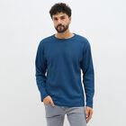 Men's Deep Midnight Blue Crew Neck Casual T-Shirt, Mid Blue, small image number null