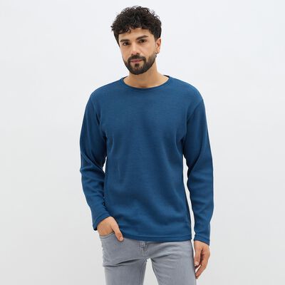 Men's Deep Midnight Blue Crew Neck Casual T-Shirt