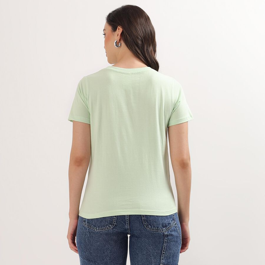 Ladies' 100% Cotton Round Neck T-Shirt, निऑन ग्रीन, large image number null
