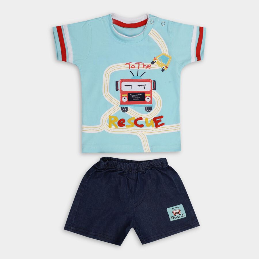 Infant Boys' 100% Cotton Baba Suit , Aqua, large image number null