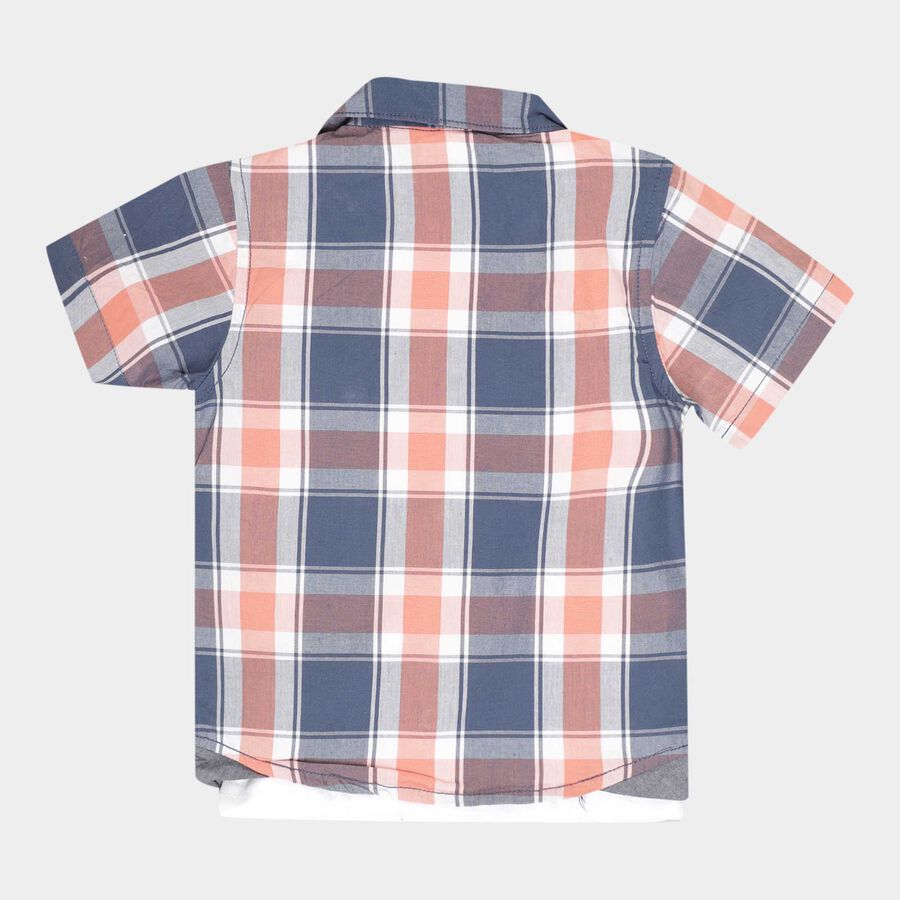 Infants Checks Shirt, Orange, large image number null