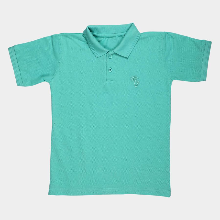 Boys' Dark Green Cotton Blend Crew Neck Graphic Printed T-Shirt, गहरा हरा, large