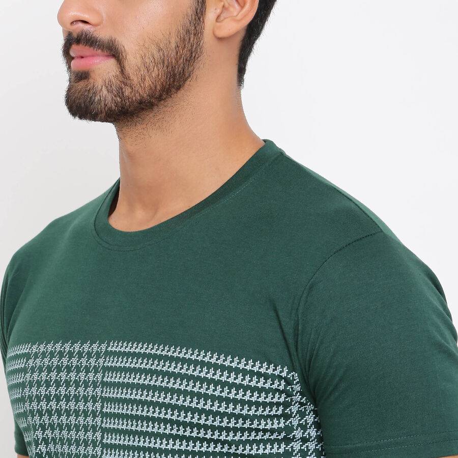 Cut & Sew Round Neck T-Shirt, Dark Green, large image number null