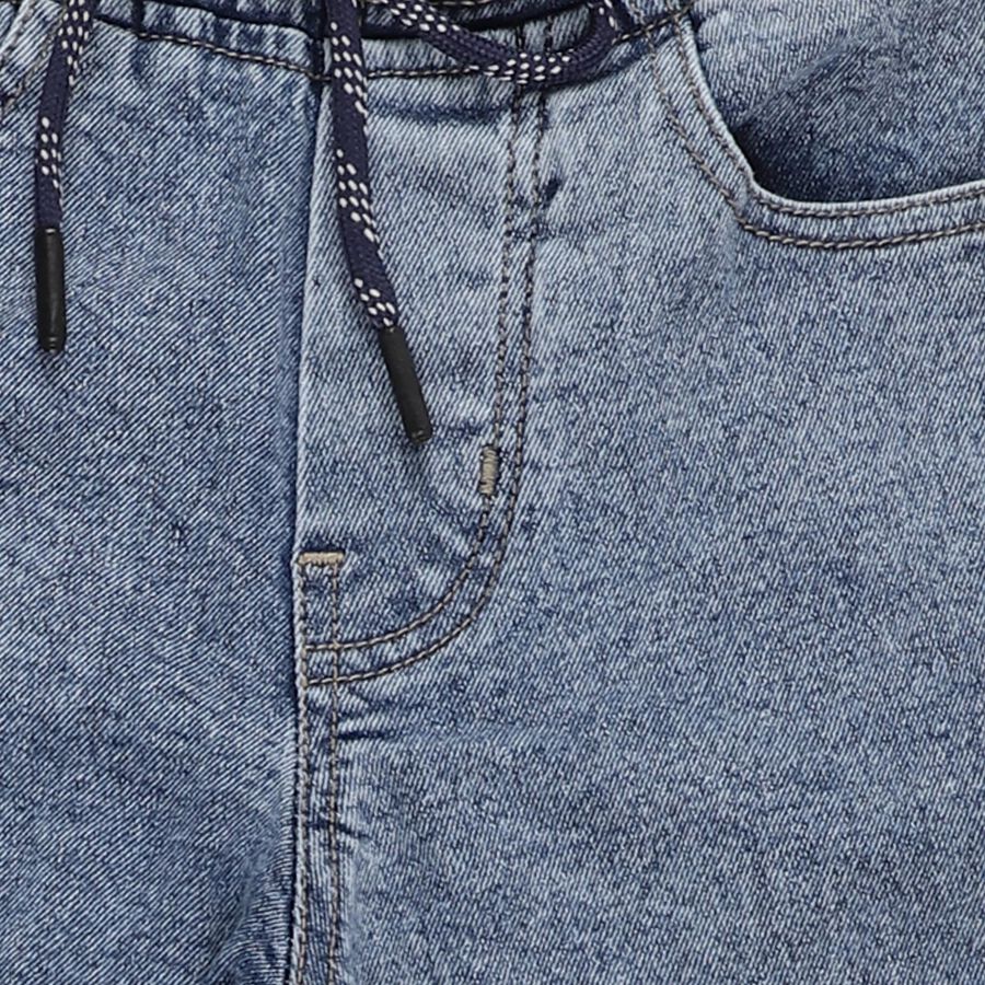 Boys' Stonewashed Blue Cargo Fit Jogger Jeans, हल्का नीला, large image number null