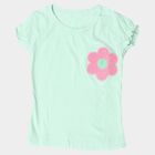 Girls' Mint Green Round Neck Regular T-Shirt, Light Green, small