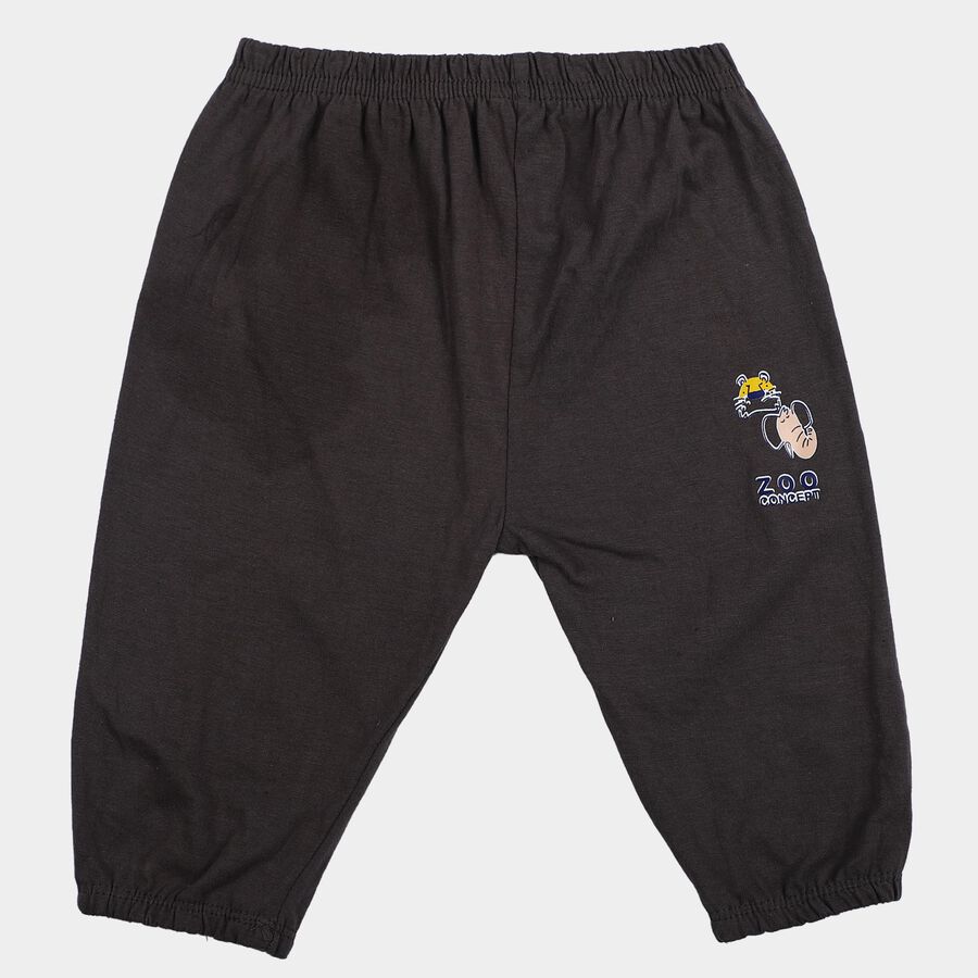 Infants' Dark Grey Jogger Fit Cartoon Printed Cotton Pyjama, Dark Grey, large