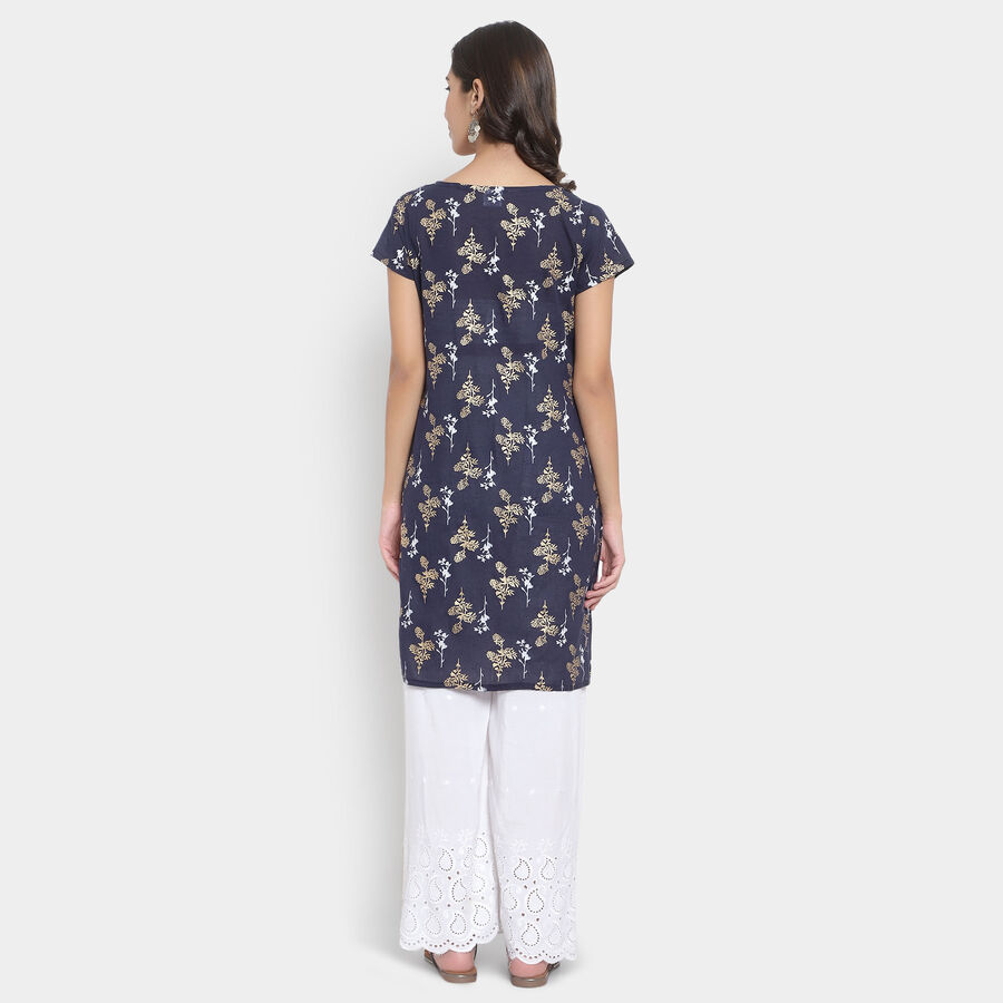 Printed Straight Kurta, Teal Blue, large image number null