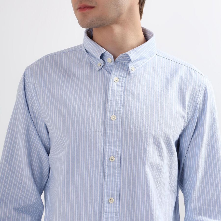 Men's 100% Cotton Regular Collar Casual Shirt, Light Blue, large image number null