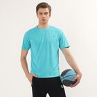 Men's Teal Round Neck Athleisure Drifit T-Shirt, Teal Blue, small