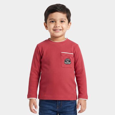 Boys Pink Crew Neck Regular T-Shirt