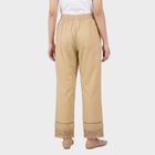 Women's Beige Regular Fit Lace Hem Solid Palazzos, गहरा पीला, small