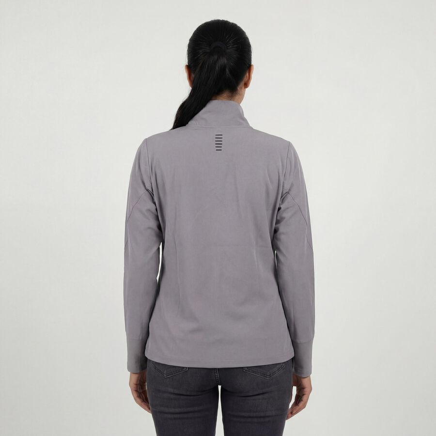 Women's Grey Zip Casual Jacket, Light Grey, large