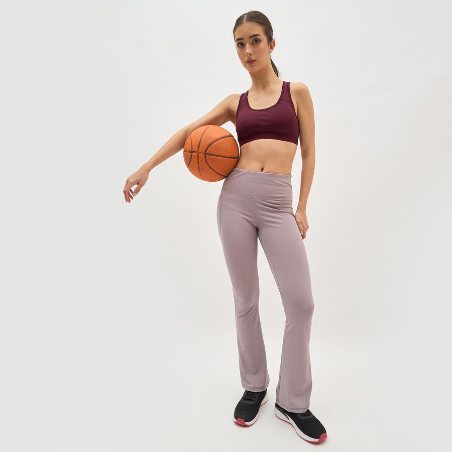 Women's Deep Burgundy Scoop Neck Athleisure Sports Bra, Wine, large image number null