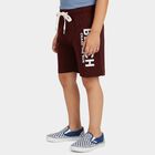 Boys' Maroon Regular Fit Printed Bermuda Shorts, Maroon, small