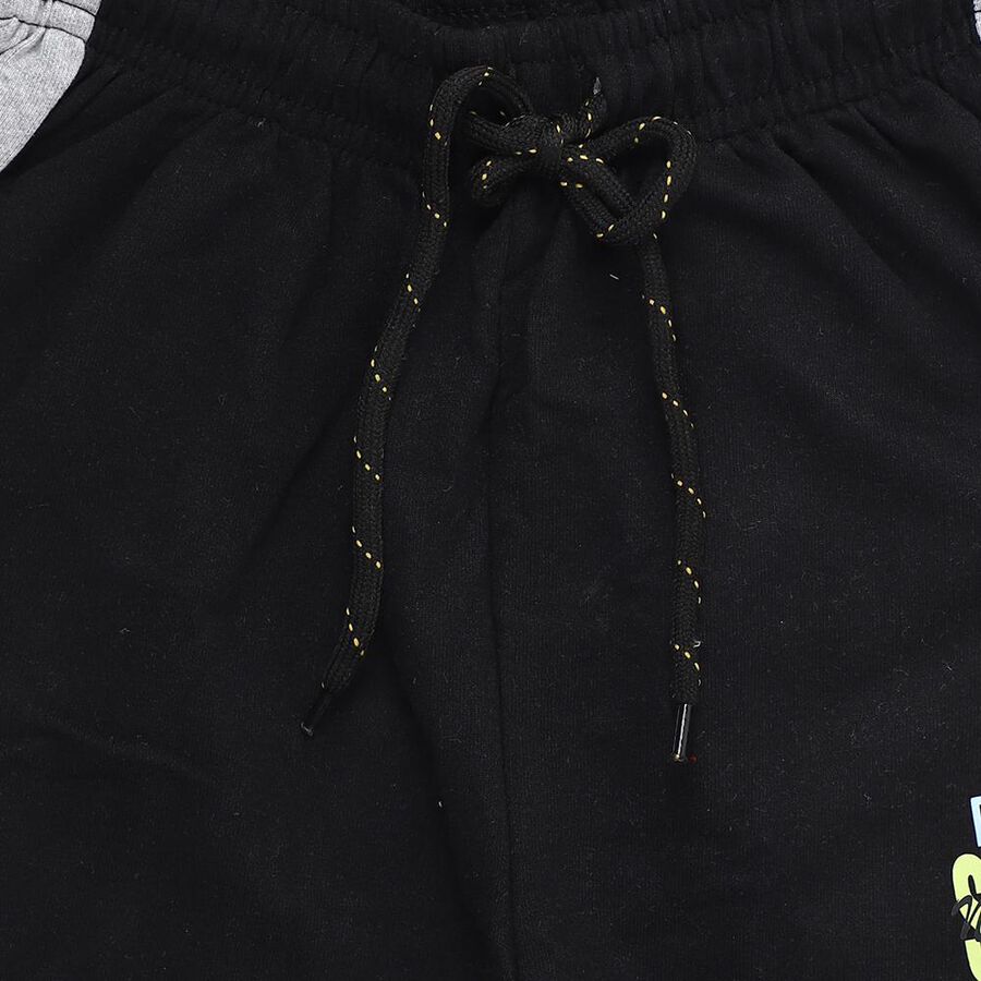 Boys' Black Regular Fit Anchor Printed Pyjama, काला, large