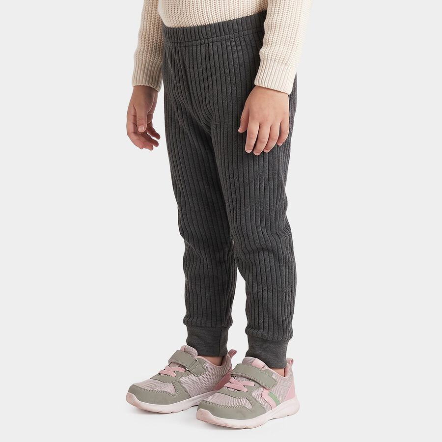 Girls' Charcoal Long Johns Thermal, चारकोल, large