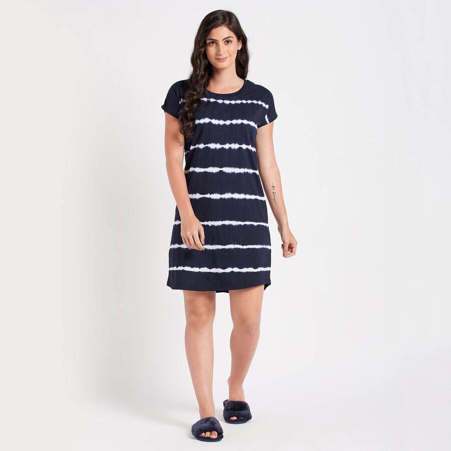Cotton Stripes Dress, नेवी ब्लू, large image number null