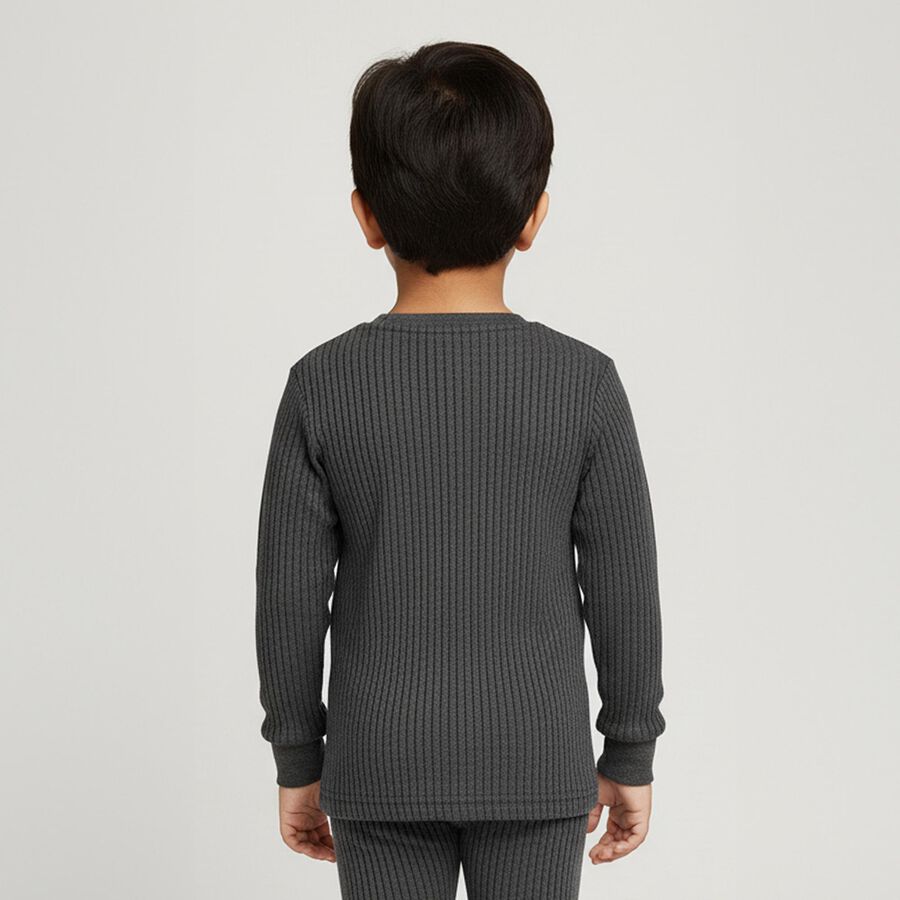 Boys Charcoal Grey Round Neck Thermal, चारकोल, large image number null