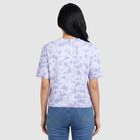 Women's Lavender Cotton Round Neck Casual T-Shirt, लाइलेक, small