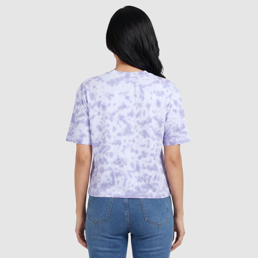 Women's Lavender Cotton Round Neck Casual T-Shirt, लाइलेक, large