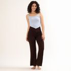 Women's Deep Chocolate Brown Flared Crossover Waist Pyjama, Brown, small image number null