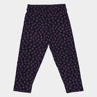 Girls' Navy Blue Printed Cotton Blend Pyjama, Navy Blue, small